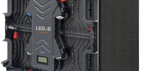 LED display panel showing both the front and back sides at an angled view